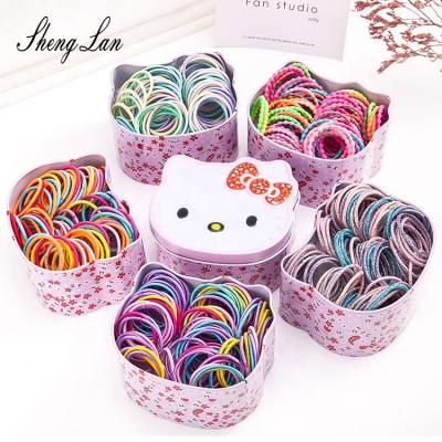 China Shenglan Cute Wholesale Colorful Elastic Hair Band With Cute Cartoon Box Baby Hair Rope Hair Ties for sale