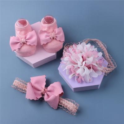 China Hot Selling Shenglan Baby Hair Decoration Novelty Gifts Bag Package Lace Flower Bows Crown Princess Anti Slip Baby Bangs Headband Set for sale