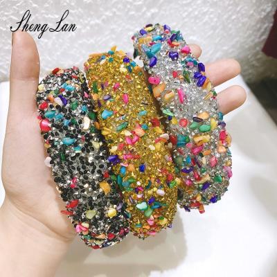 China New Design Winter Sponge Headband Material Baroque Color Candy Friendly Shenglan Beaded Hair Band For Women Girl for sale