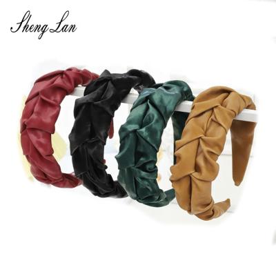 China Women 2021 PU Leather Headband Hair Accessories French Headband Shenglan Friendly Material New Retro for sale