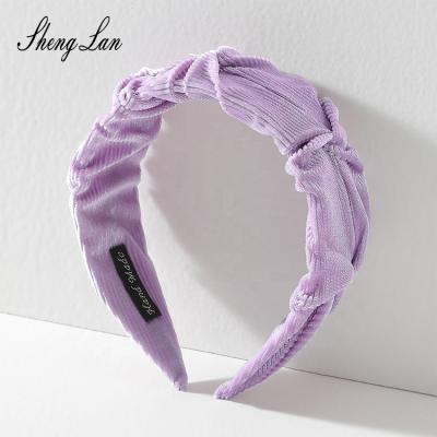 China New Hair Accessories Shenglan Flannel Headband Lavender Headband Lady Headbands Women Luxury Pleated Headband for sale