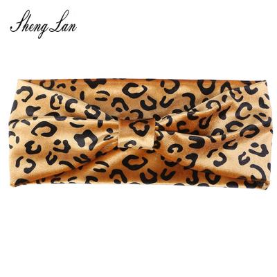 China Fashion Friendly Material Wholesale Women Shenglan Wrap Turban Accessories Girls Leopard Print Headband Headband Headband for sale