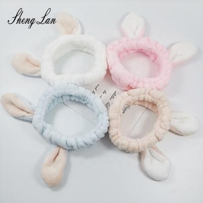 China Shenglan Women Spa Headband Material Friendly Material Facial Make Up Adjustable Elastic Headband Bow Knot Hair Band For Women Girl for sale