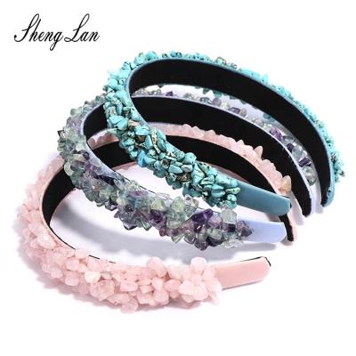 China Natural Headband Crystal Headband Hair Hoop Women Colorful Baroque Headband Stone Shenglan Friendly Material for sale