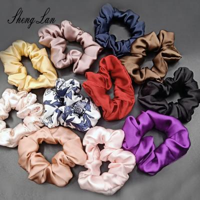 China High Quality Large Size Silk Hair Scrunchies Hair Ties Shenglan 16mm Fashionable Silk Hair Scrunchies For Women for sale