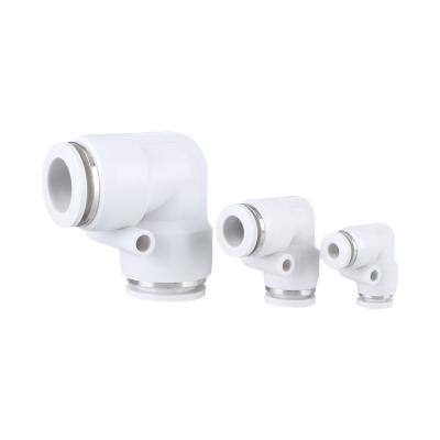 China Industry PV Plastic White L Series L Shape 90 Degree Elbow Right Angle One Touch Air Duct Pipe Pneumatic Push-In Fitting for sale