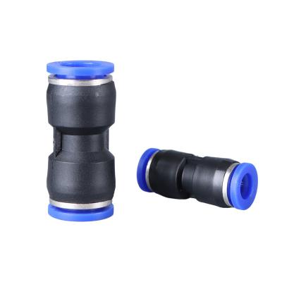 China Blue Industry Series PU Plastic Straight Quick Connector One Touch Pneumatic Air Duct Hose Push In Fitting for sale