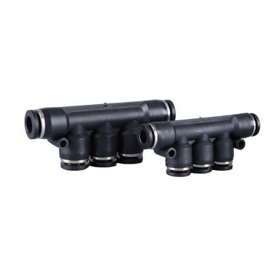 China Black PK Series Industry Plastic Five Way Air Duct Quick Connector One Touch Pneumatic Hose Push In Fitting for sale