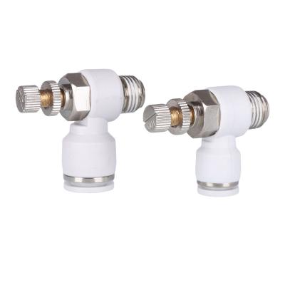 China White Industry SL Series L Shape Pneumatic Air Speed ​​Controller Throttle Valve Airline Hose Pusher Fitting for sale