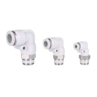 China White Industry PL Series L Shape One Touch Right Angle 90 Degree Elbow Pneumatic Air Duct Pipe Male Thread Push In Fitting for sale