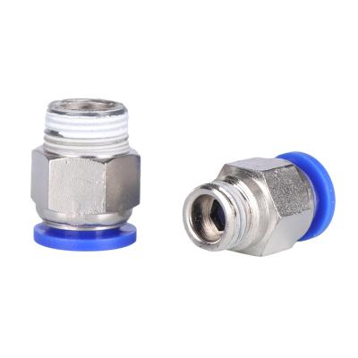 China Blue Straight Quick Connector One Touch Male Thread Pneumatic Air Duct Hose Pipe Push In Fitting for sale