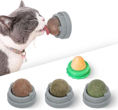 China Viable Rotating Catnip Ball Wall Sucker Lick Catmint Ball Toy For Cat Sugar Balls Cats Licking Rotating Treat Toys Contail Catnip for sale