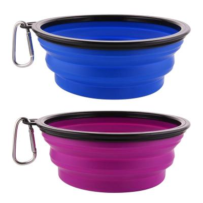 China Manufacture Viable Price Customize Logo Portable Foldable Dog Bowl Food Water Silicone Feeding Band Collapsible Pet Bowl for sale