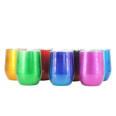 China BPA Free Wholesale Disposable Double Wall 12oz Stainless Steel Sparkle Wine Tumbler for sale