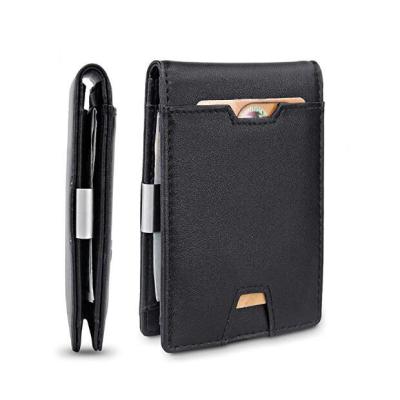 China Fashion Men's Slim Wallet With Money Clip RFID Blocking Credit Card Holder Bifold For Men With Gift Box for sale