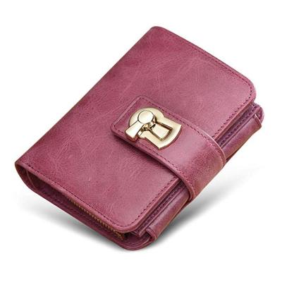 China RFID RFID Blocking Ladies Small Purses Wallet For Women Genuine Leather Wallet With Coin Zipper Multi Card Wallets for sale