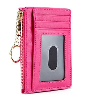 China RFID Coin Purse Coin Pouch For Pocket Purse Zipper Credit Card Holder With ID Window RFID Key Chain Blocking for sale