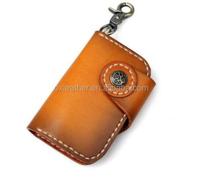 China Custom Vintage Organizer Holder Genuine Leather Key Card Holder With Key Bag for sale