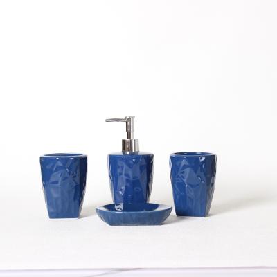 China Sustainable Luxury Ceramic Bathroom Accessories Set With Ceramic Toothbrush Holder Soap Dish for sale