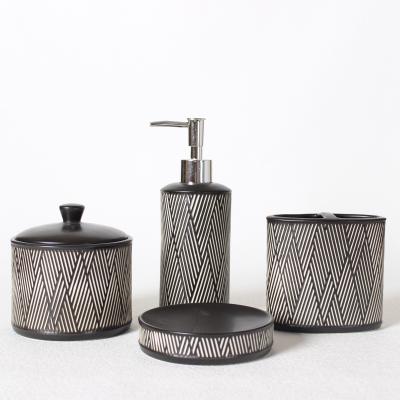 China Viable Popular Design Ceramic Bath Accessories Set Bathroom Soap Dispenser For Home for sale