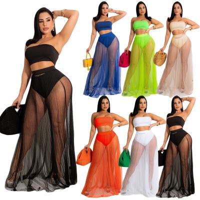 China 2022 Women's Clothing Solid Color Mesh Fashion Quilting Women's Clothing Suit Anti-pilling Women's Clothing for sale