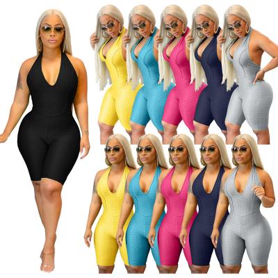 China 2022 Summer Women's Anti-pilling Yoga Jumpsuit Sexy Halter Jumpsuit Sports Women's Jumpsuit for sale