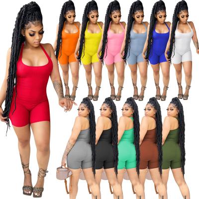 China 2022 fashion women's clothing anti-pilling foreign trade supply mine strip small ribbed overalls sports jumpsuit cotton overalls for sale