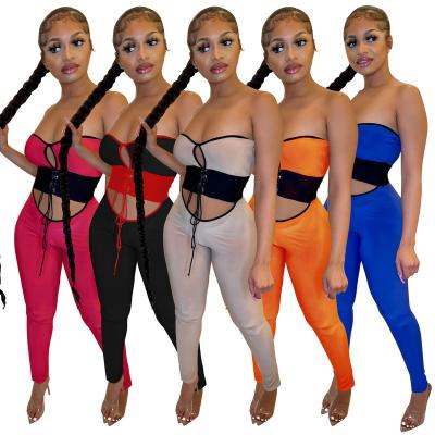 China 2022 new arrivals sexy strapless jumpsuit women's clothing anti-pilling hollow out one-piece jumpsuit for ladies rompers for sale