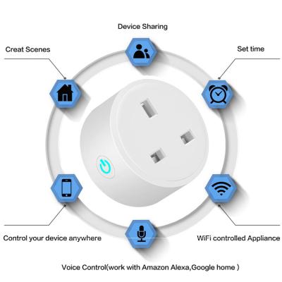 China CH01-UK 16A smart mini smart plug wifi zigbee plug UK outlet must with alexa google home 50*50*80MM for sale