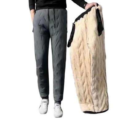 China Waterproof Winter Men's Cotton Tight Track Pants Fleece-lined Thick Sweatpants Casual Pants Men's Factory Supply Pants for sale