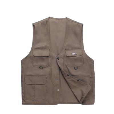 China Anti-pilling High Quality Streetwear Custom Logo Casual Sleeveless Jacket Zip Up Cotton Multi Pocket Utility Cargo Vest For Men for sale