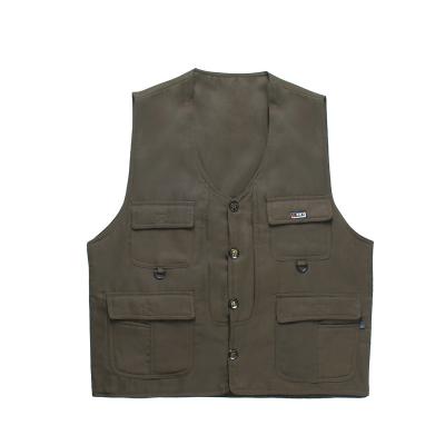 China Anti-pilling Oem Service Heavy Duty Men Quilted Lined Outdoor Big Pockets Casual Jacket Work Wear Canvas Vest for sale