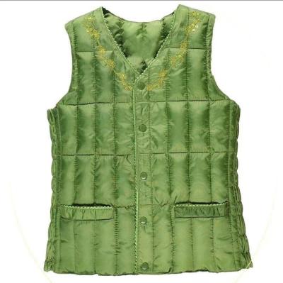 China Windproof Autumn And Winter New Down Cotton Vest Women Korean Style Slim V-neck Middle-aged And Elderly Mothers Vest Vest Waistcoat Liner for sale