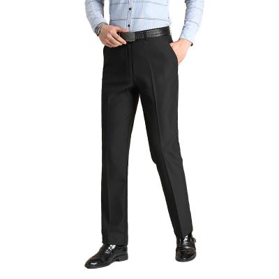 China Anti-wrinkle Wholesale Men's Trousers Business Casual Black Suit Trousers,Slim Suit Straight Pants for sale