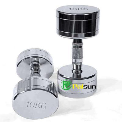 China Home Use Commercial Used Fitness Round Chromed Stainless Steel Dumbbell for sale