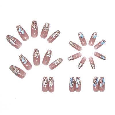 China The luster is good. With Diamond Broken Middle And Long Wearing Border Wholesale Fake Nail Nails Transparent Ice Purple for sale