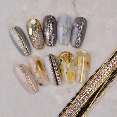 China Fashionable wholesale Japanese chain art metal style 3D jewelry nail diy nail jewelry accessories for sale