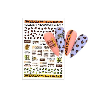 China 2022 Hot Selling Sets Non-toxic And Eco-friendly Safe Leopard Print Multi-design Laser Sticker Decal Nail Art Decoration Nail Sticker Christmas for sale