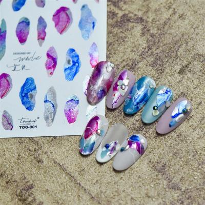 China New Technology Non-toxic And Eco-friendly Metal Gradient Marble 5D Nail Art Sticker High Quality Safe Colorful Metal Rose Chain For Nail Decorations for sale