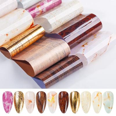 China Popular Nail Tips 1pcs 4*120cm Pattern Fashion Nail Art Transfer Stickers Wood Grain Pattern Nail Foil Marble Transfer Paper for sale