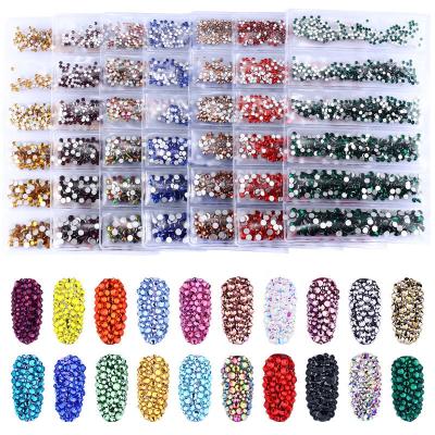 China Easy Apply Wholesale Base Nail Art Rhinestones Decorations Multicolored Glass Diamond Super Glitter Style 3D Mixed Size Nail Crystal for sale