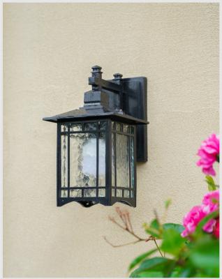 China European Style Rustic Antique Brass GUEST ROOM Wall Lamp Villa LED Retro Borosilicate Glass Garden Wall Lamp Outdoor Waterproof European Style for sale