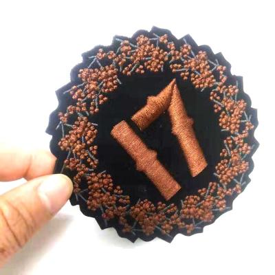 China high quality discount price custom 3D round 3D embroidery patch felt fabric patch for sale