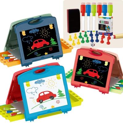 China Plastic Children Education Color Desk Game Magnetic Printing Table Easel Portable Artist Double Sided Handheld Drawing Board for sale