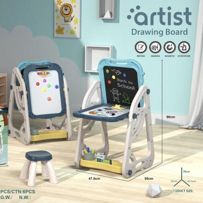 China Hobby Plastic Kids Adjustable Multifunctional Magnetic Drawing Painting Board with Table and Chair for sale