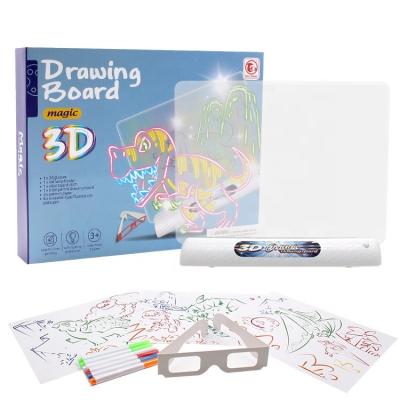 China DIY Educational Magic 3D Drawing Board With Led Lamp Holder Drawing Board Dish Transparent Erasable Type Fluorescent Pen for sale