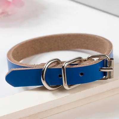 China Real Leather Dog Collar Pet Dog Collars Sustainable Comfortable Durable Adjustable Luxury Cowhide Multi Colors for sale