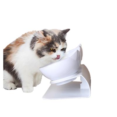 China Wholesale Viable Dual-Use Pet Cat Food Water Bowls Cute Shaped Pet Driver Tilt Protected Neck Cat Bowls for sale