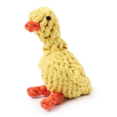 China Sustainable Pet Toy Duck Woven Dog Toy Funny Duck Woven Cotton Rope Puppy Chew Toy for sale