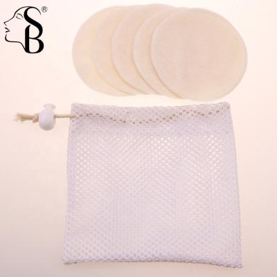 China 5pcs Reusable Bamboo Cotton Face Cleansing Wash Set Washable Cotton Makeup Remover Pads With Laundry Bag for sale